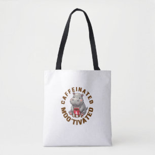 Tote Bag Caffeiné & Moo'tivé Funny Moo-Deng, Amour, Co