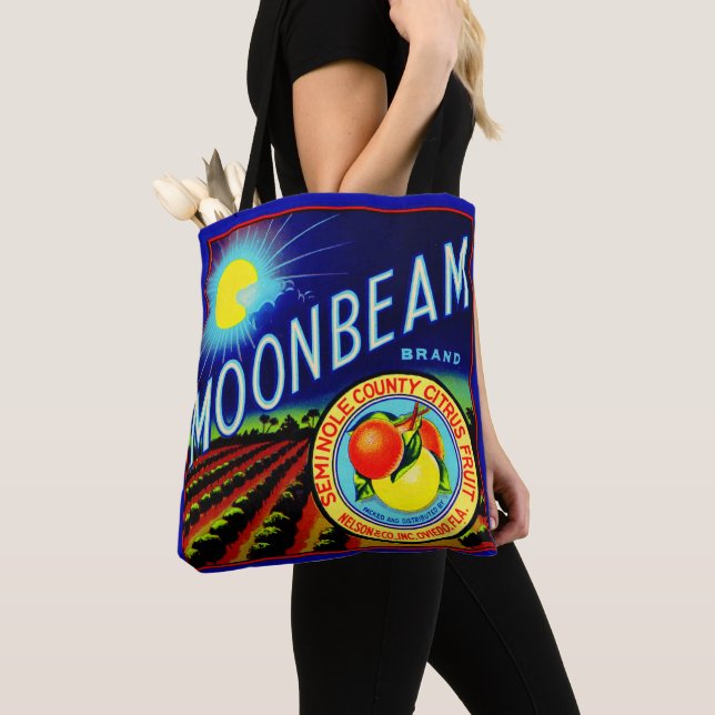 Tote Bag Caisses de fruits des années 1940 étiquette Moonbe (De près)
