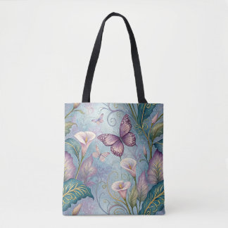 Tote Bag Calas et papillons printaniers