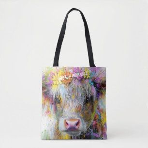 Tote Bag Calf Highland Boule De Fleurs Lumineuses