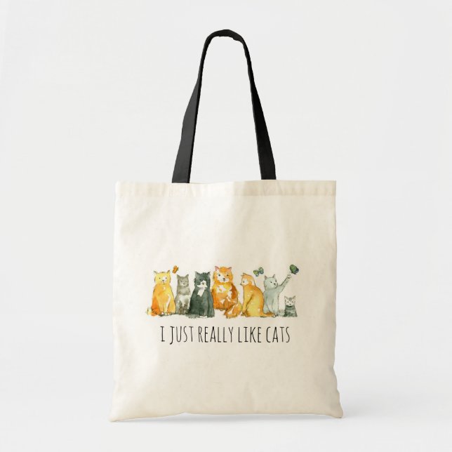 Tote Bag Calico Cat Lady Lover Aquarelle Pet (Devant)