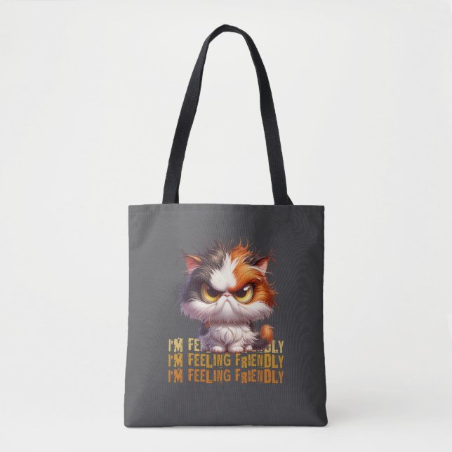Tote Bag Calico Grumpy Chat et une citation drôle (Devant)