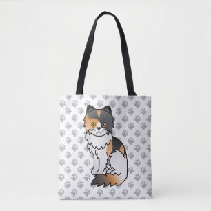 Tote Bag Calico Persian Chaton de Dessin Animé Mignon & Pat