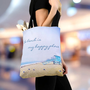 Tote Bag California Beach is My Happy Place Citation Script