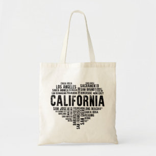 Tote Bag California Heart Love LA San Francisco San Diego