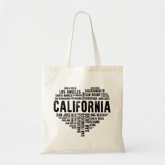 Tote Bag California Heart Love LA San Francisco San Diego (Devant)