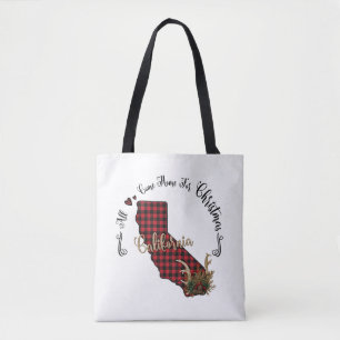 Tote Bag Californie Plaid All Come Home For Christmas