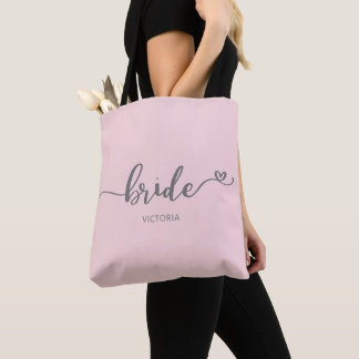 Tote Bag Calligraphie de la mariée Broussissement du coeur