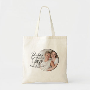 Tote Bag Calligraphie minimale Photo Anniversaire Belle-fil