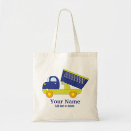 Tote Bag Camion à benne basculante bleu et vert