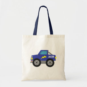 Tote Bag Camion Monstre Bleu de Course, pour Garçons