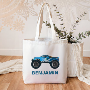 Tote Bag Camion Monstre Enfants Bleu