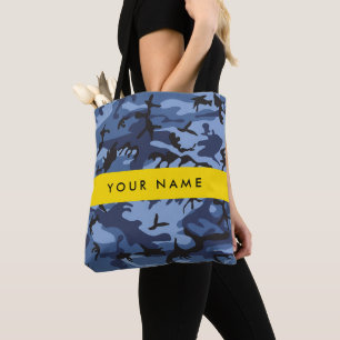 Tote Bag Camouflage bleu marine Votre nom Personnalisez