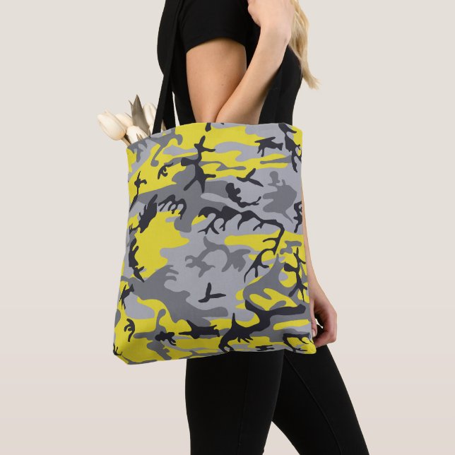 Tote Bag Camouflage jaune et gris, Militaire, Armée (De près)