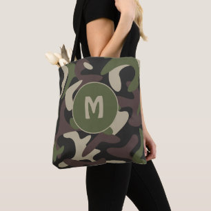 Tote Bag Camouflage militaire Vert Motif Brown Monogramme