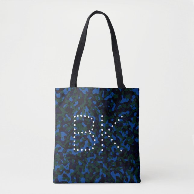 Tote Bag Camouflage Vert foncé Motif initial Customisé (Devant)