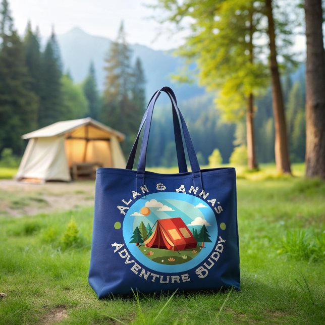 Tote Bag Camp d'aventure familial personnalisé - Nom person (Créateur téléchargé)