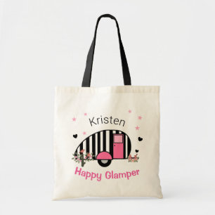 Tote Bag Camper à rayures de glamour personnalisé Fourre-