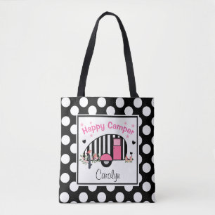 Tote Bag Campeur rayé heureux personnalisé Fourre-tout