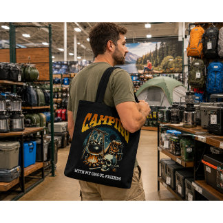 Tote Bag Camping avec mes amis goules Halloween