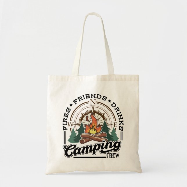 Tote Bag Camping Crew Fries Amis Boissons (Devant)