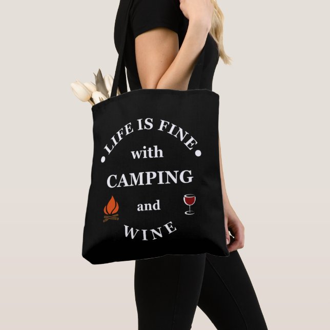 Tote Bag Camping de fond et les paroles de vin (De près)