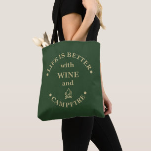 Tote Bag Camping de fond et les paroles de vin