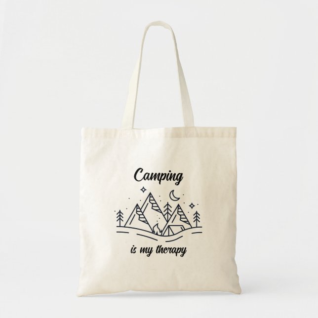 Tote Bag Camping est ma thérapie simple été (Devant)