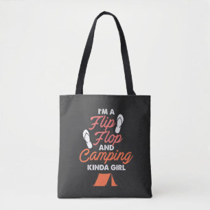 Tote Bag Camping - Flip Flop Et Fille De Camping