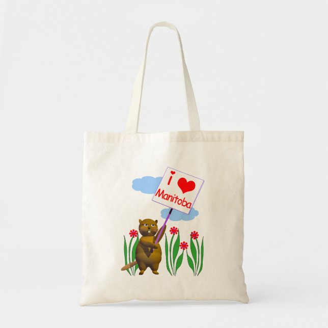 Tote Bag Canada Beaver Loves Manitoba (Devant)