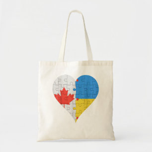 Tote Bag Canadian Ukrainian Flag Heart Canada Ukraine