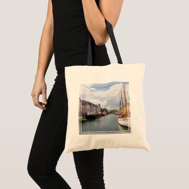 Tote Bag Canal avec des bateaux| Copenhague (Devant (produit))