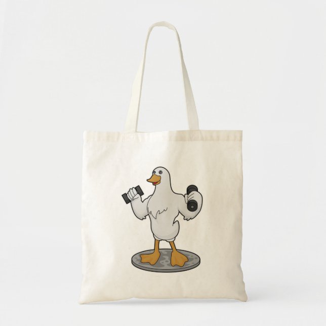 Tote Bag Canard comme Bodybuilder avec des cloches (Devant)
