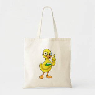 Tote Bag Canard comme enseignant avec livre et lunettes