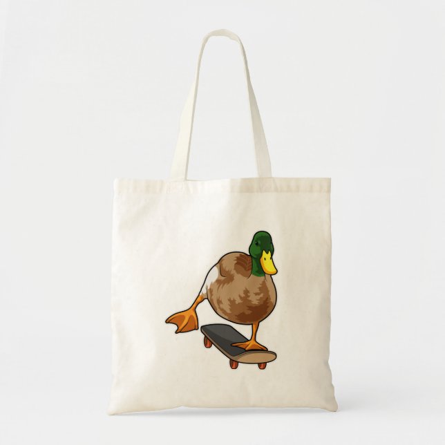 Tote Bag Canard comme patineur avec skateboard (Devant)