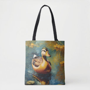 Tote Bag Canard Tranquille Sur Un Étang Peinture Artistique