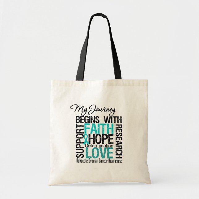 Tote Bag Cancer de l'ovaire Mon voyage commence avec la foi (Devant)