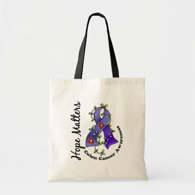 Tote Bag Cancer du colon de sujets d'espoir du ruban 4 de (Devant)