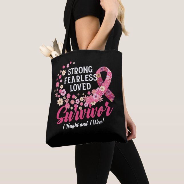 Tote Bag Cancer du sein Survivante Forte Fearless Lowe (De près)