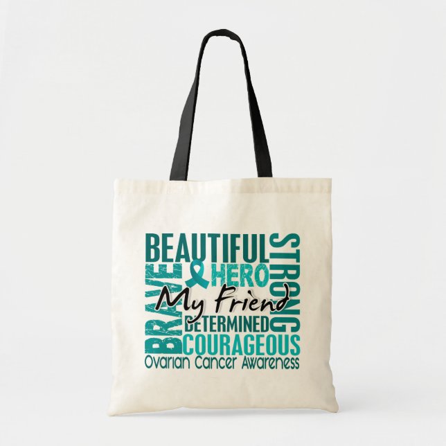 Tote Bag Cancer ovarien d'ami carré d'hommage (Devant)