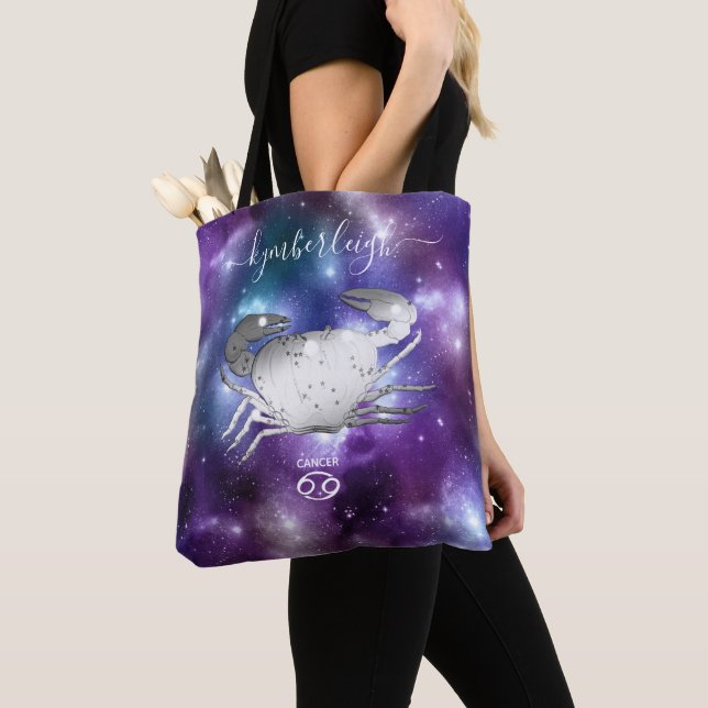 Tote Bag Cancer Symbole zodiaque Nom du monogramme cosmique (De près)