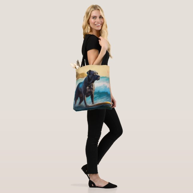 Tote Bag Cane Corso Beach Surf Peinture (Sur le modèle)