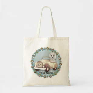 Tote Bag Caniche Blanc au Volant