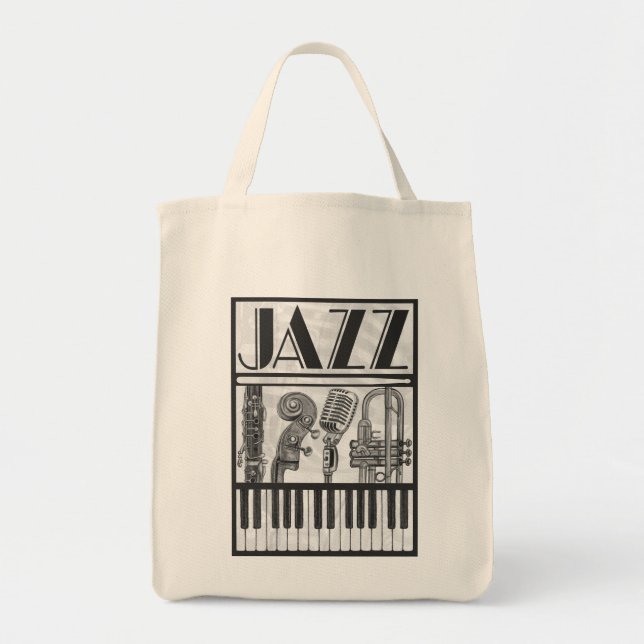 Tote Bag Canvas Jazz Music Instruments Fourre-tout (Devant)