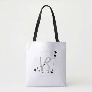 Tote Bag Capricorn black and silver zodiac constellation