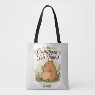 Tote Bag Capybara à la pause thé Capybara mignon buvant d