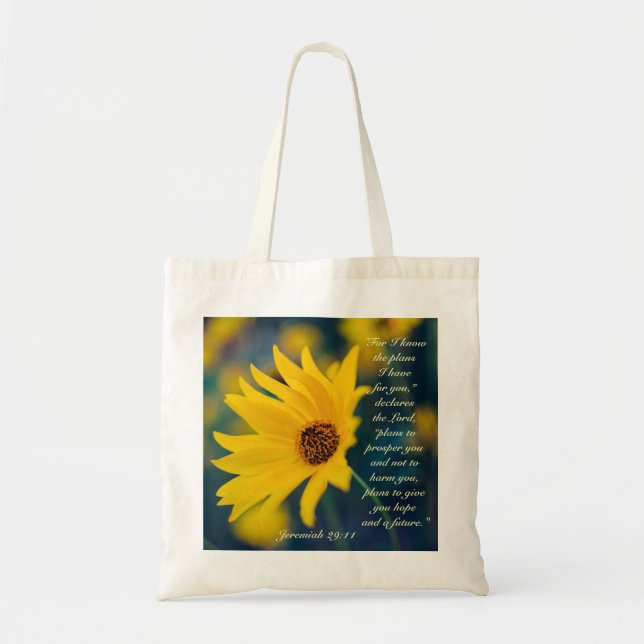 Tote Bag Car je connais les plans que j'ai, Bible Verse, Fl (Devant)