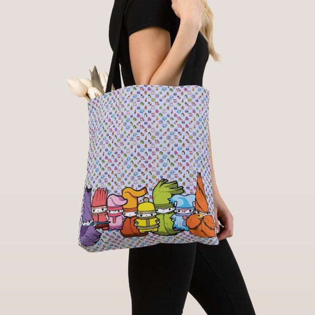 Tote Bag Caractère de dessin classique Goblins Motif bleu (De près)