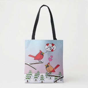 Tote Bag Cardinaux du Nord Rouge mignonne Amour Paysage hiv