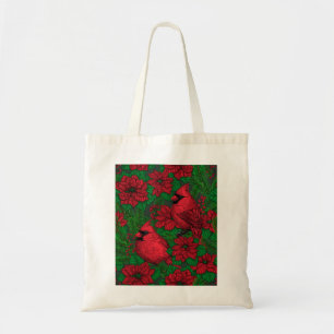 Tote Bag Cardinaux et poinsettia pour Noël